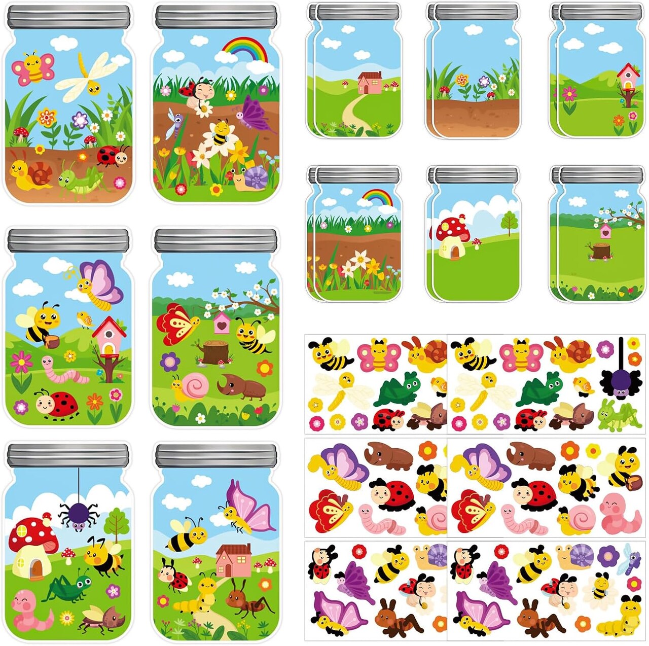 12 Packs Spring Insect Craft Kits, Make Your Own Bug Paper Craft Set, Summer DIY Art Craft Kits